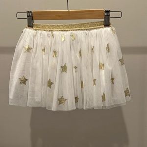 Mud Pie Size 3T White Tutu with Gold Stars & Waistband